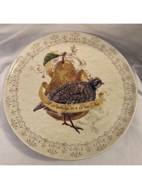 Noble Excellence "12 Days of Christmas" Pedestal Footed Cake Plate Used